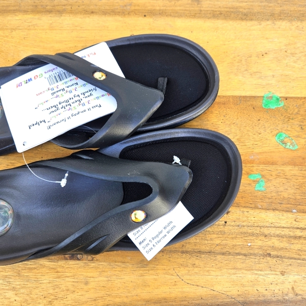 Hawaiian Jellys Ultra Comfort O'o Black Lava Unisex Sandals Women's Siz… - Picture 5 of 16